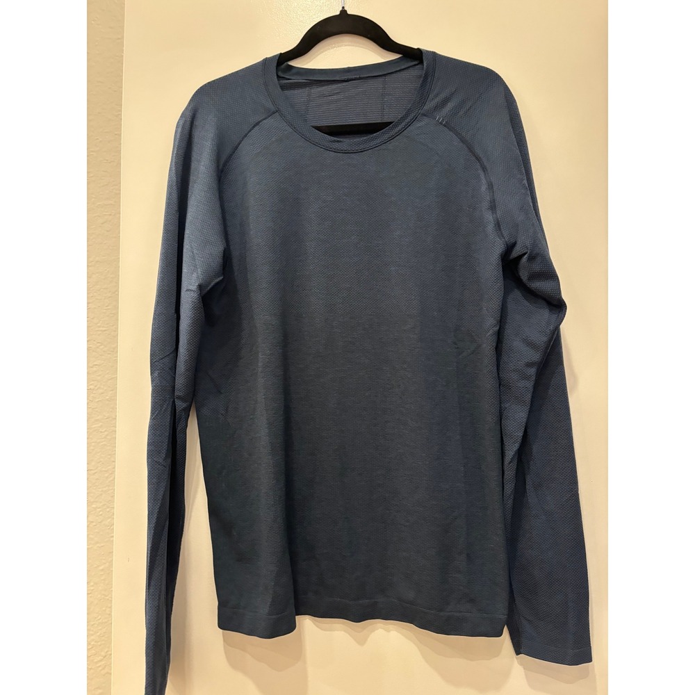 Lululemon Mens Metal Vent Tech Long Sleeve Shirt Navy Blue Training Top Size L